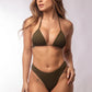 TOP TRIÁNGULO + TANGA ASA DELTA COLMENA VERDE MILITAR