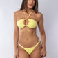 TOP TRIÁNGULO + MINI TANGA AMARILLO
