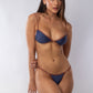 TOP TRIÁNGULO INVERTIDO + MINI TANGA REGULABLE AZUL CON CAPPUCCINO